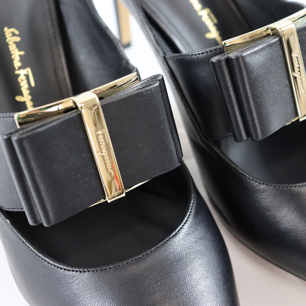 27.0cm【限定セール】新品・未使用 FERRAGAMO フェラガモ ミュールパンプス 7.0cm ヒール 01Q736 724997 ブラック BLACK サルヴァトーレ フェラガモ SALVATORE FERRAGAMO 大きいサイズ