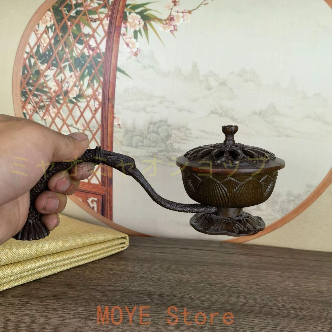 銅 細工 香炉 手持ち蓮華炉 盤香炉 装飾品 置物