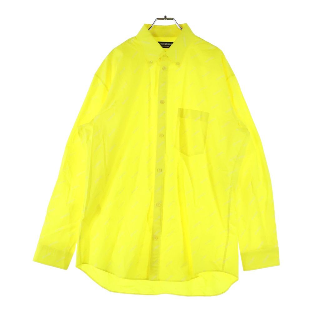 BALENCIAGA バレンシアガ All Over Logo Shirt 534333 TBL96 総柄ロゴ長袖シャツ イエロー