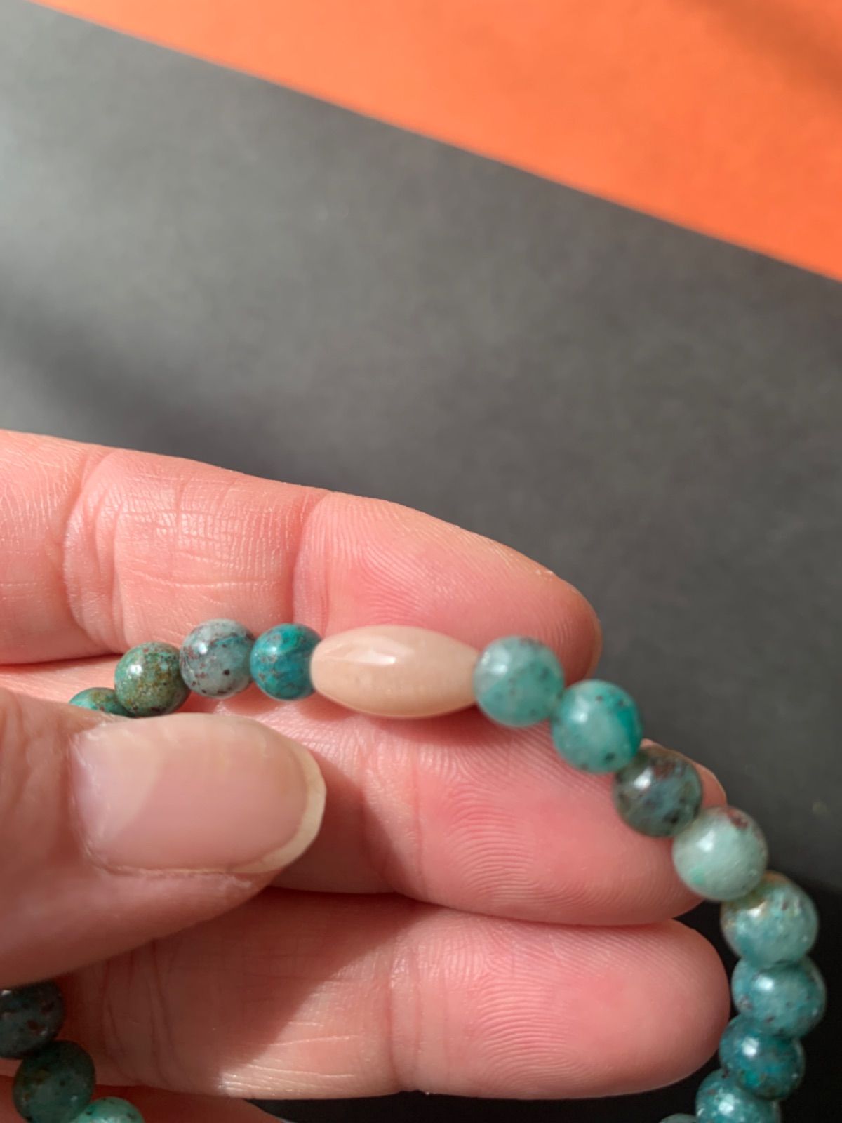 18.天然石ピンクムーンストーンとキュープライトブレスレット