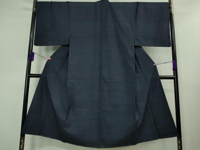 上 男性 本場結城紬 重要無形文化財 アンサンブル キングサイズ 120亀甲 総詰め 濃藍色 kh 5