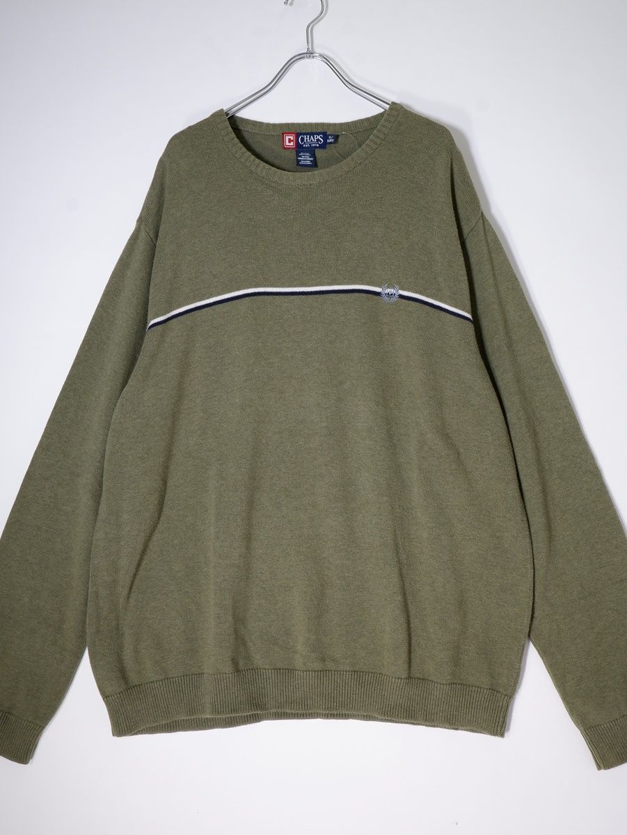 CHAPS RALPH LAURENチャップス ラルフローレン 90's ‐ 00'sボーダーコットンニット【XL】【MKNA75714】