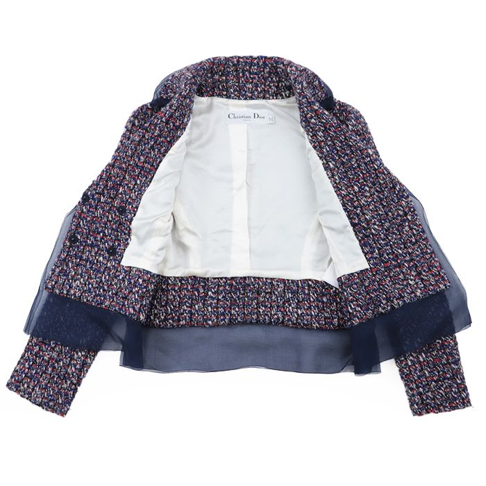 美品】クリスチャンディオール ウール混 ツイード チュール ショート