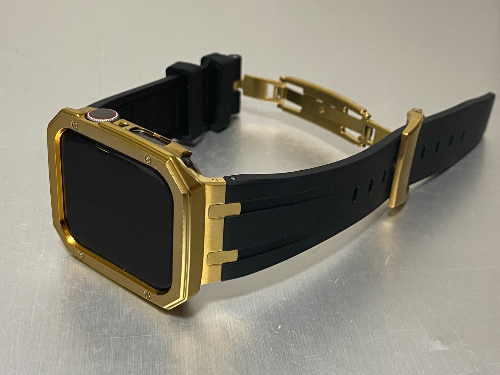 シームレス アップルウォッチ ラバーベルト Apple Watch ケース ゴールド カバー 40 41 44 45 49mm ウルトラ ultra Apple Watch バンド box入り ランク