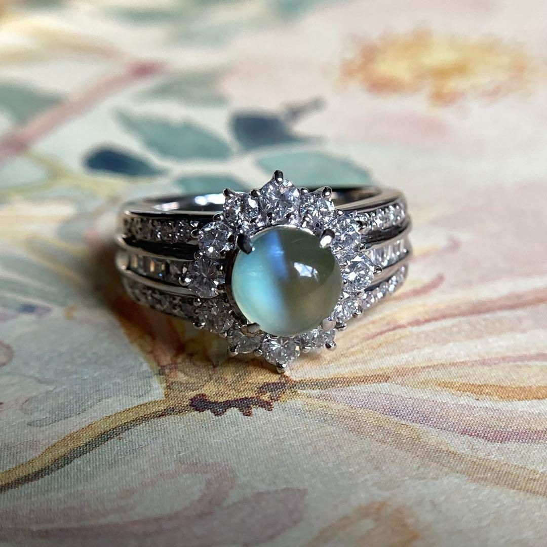 pt900 透明度抜群 クリソベリルキャッツアイ2.43ct × ダイヤモンド 0.85ct リング 指輪 FORTGASGNV_COM_BR