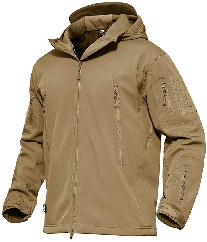 CARRY ALL BEFORE ONE XXXL ミリタリー フード付 タクティカルジャケット ソフトシェル シャークスキン 多機能 軍用 TAD ジャンパー( ブラウン，  3XL)