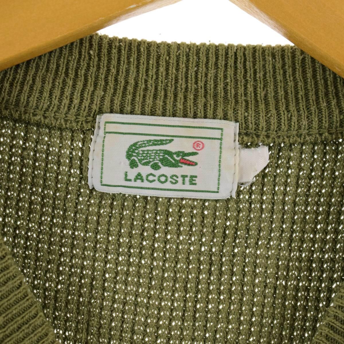 古着 ラコステ LACOSTE ボーダー柄 アクリル×コットンニットセーター