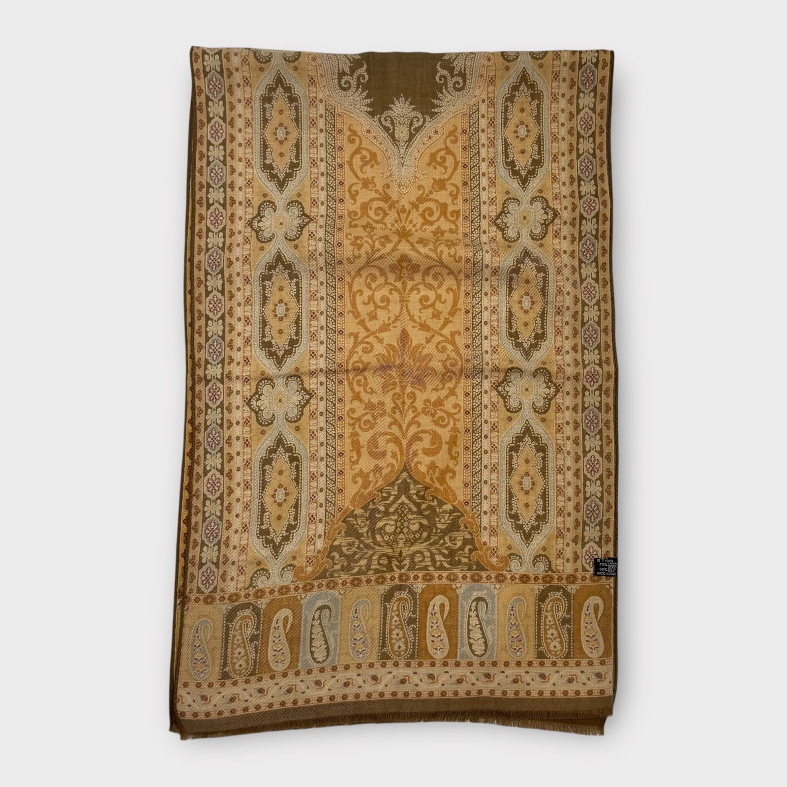 美品 ★ETRO★ ストール ショール ペイズリー柄 ウール混 ベージュ ETRO(エトロ) シルク混ペイズリー柄ストール ベージュ｜【公式