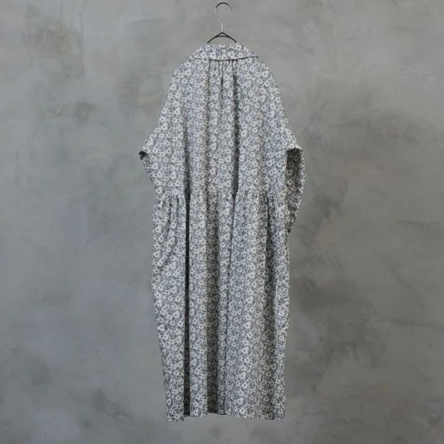 the last flower of the afternoon LIBERTY FABRICS Layered dress light gray black ワンピース お洒落