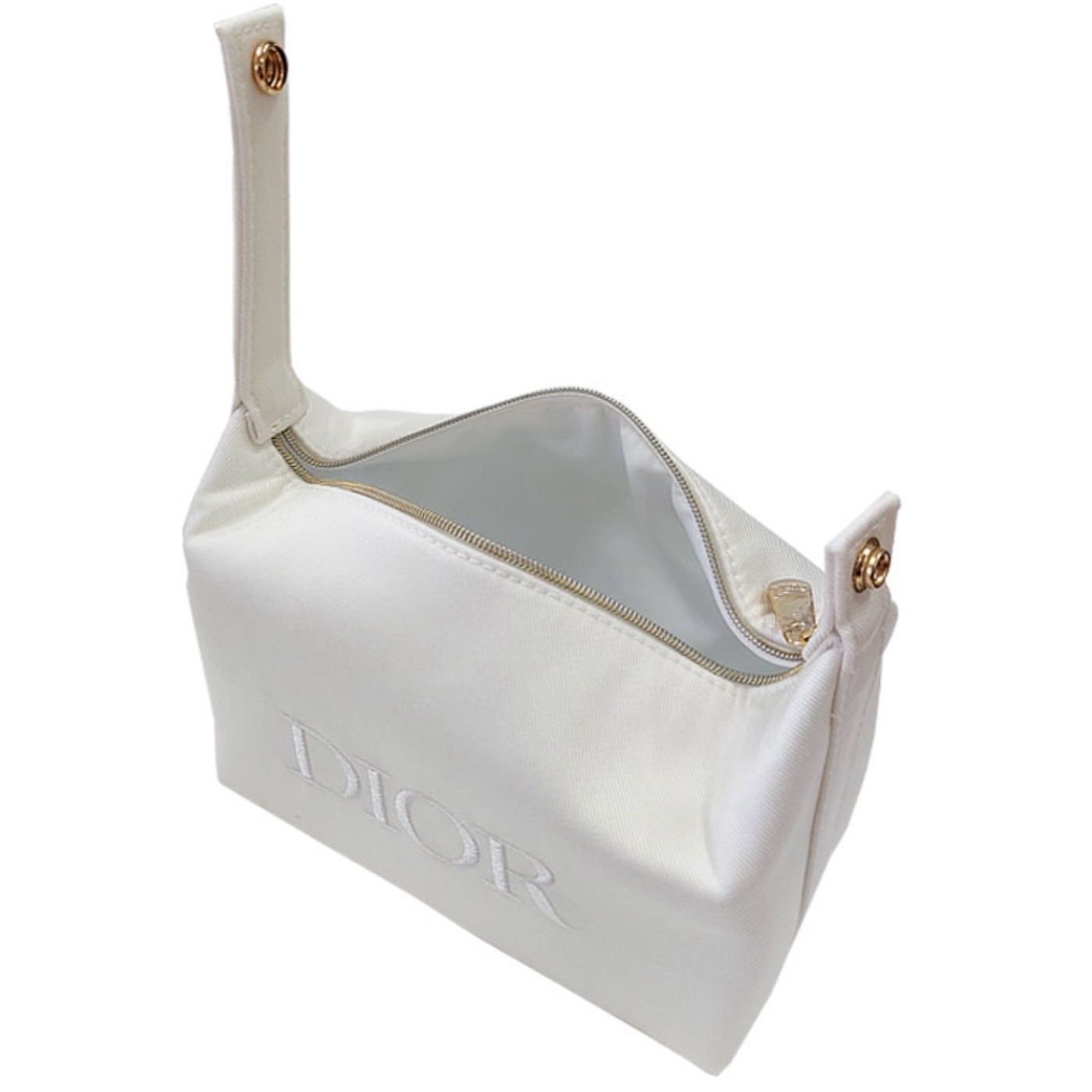新品 Dior ディオール ノベルティ アイボリー ポーチ Dior／【オフホワイト】ハンドル付きコットンコスメポーチ