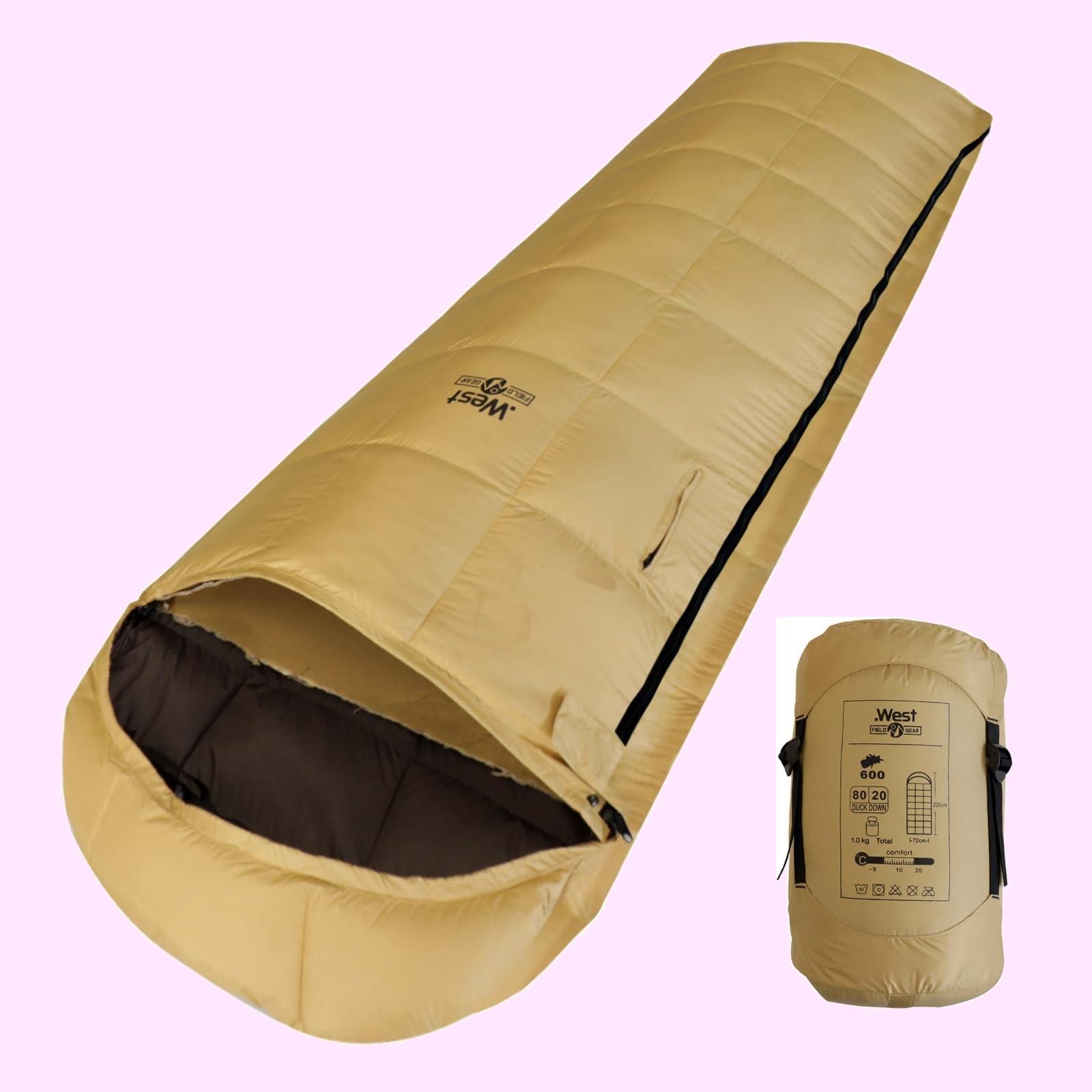 寝袋 シュラフ 冬用 冬 コンパクト (ベージュ) : Nuuca 寝袋 シュラフ コンパクト 冬用 オールシーズン