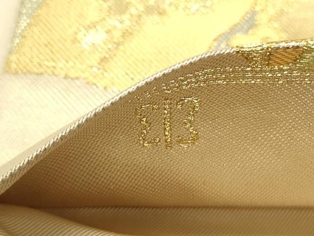 平和屋着物○西陣 川島織物 六通柄 本袋帯 色紙重ね飛鶴花松文 金銀糸  