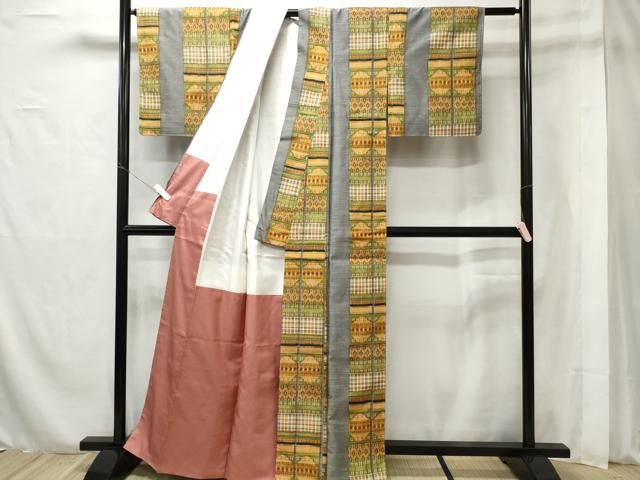 平和屋着物○上質な紬 切嵌吉祥文 正絹 逸品 未使用 CAAS9378th