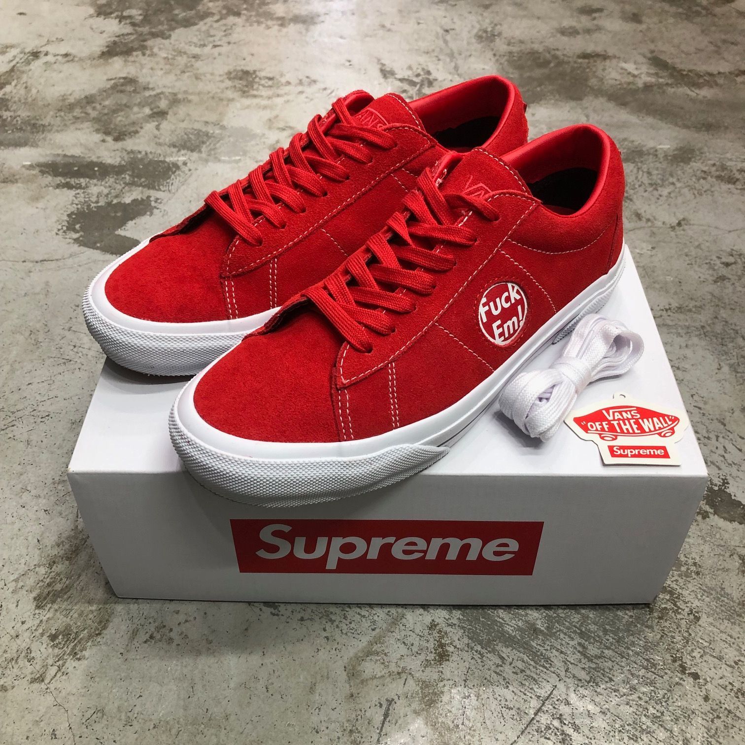 Supreme Vans 24SS Sid Red シド スエード スニーカー FUCK EM