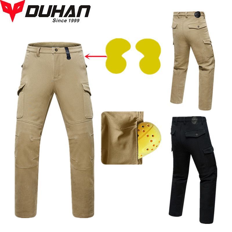 DUHAN バイク パンツ ライディング ツーリング 秋冬 防寒 保温 腰用 膝用 プロテクター装備付き ストレッチ素材2109gsqxk03