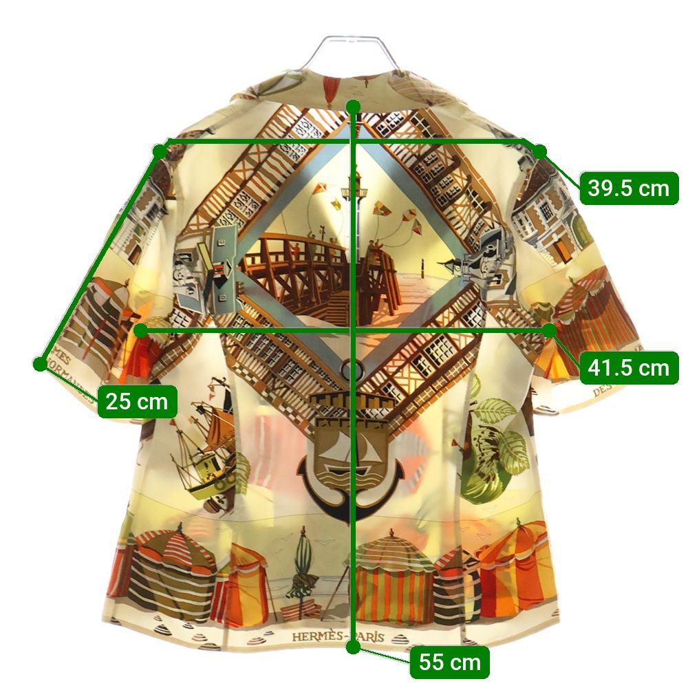 HERMES CHARMES DES PLAGES NORMANDES シャツ エルメス カレ90 CHARMES DES PLAGES NORMANDES ノルマンディー海岸の