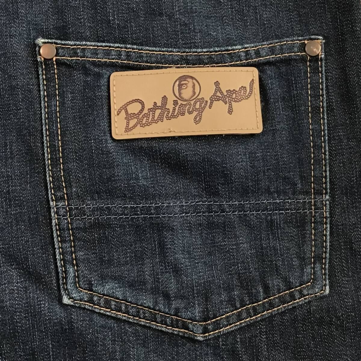 BAPE LOGO Denim Pants Lサイズ a bathing ape デニム パンツ エイプ