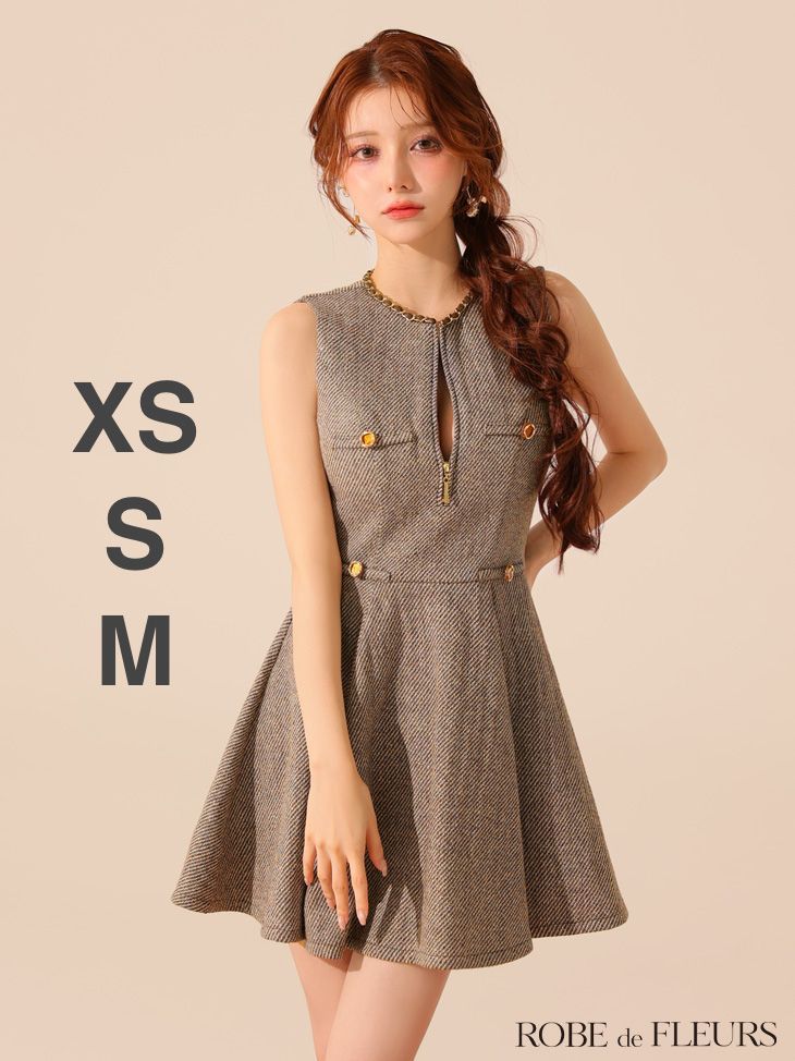 ROBE de FLEURS ツイードドレス キャバドレス　 Mサイズ ROBE de FLEURS ツイードドレス キャバ M