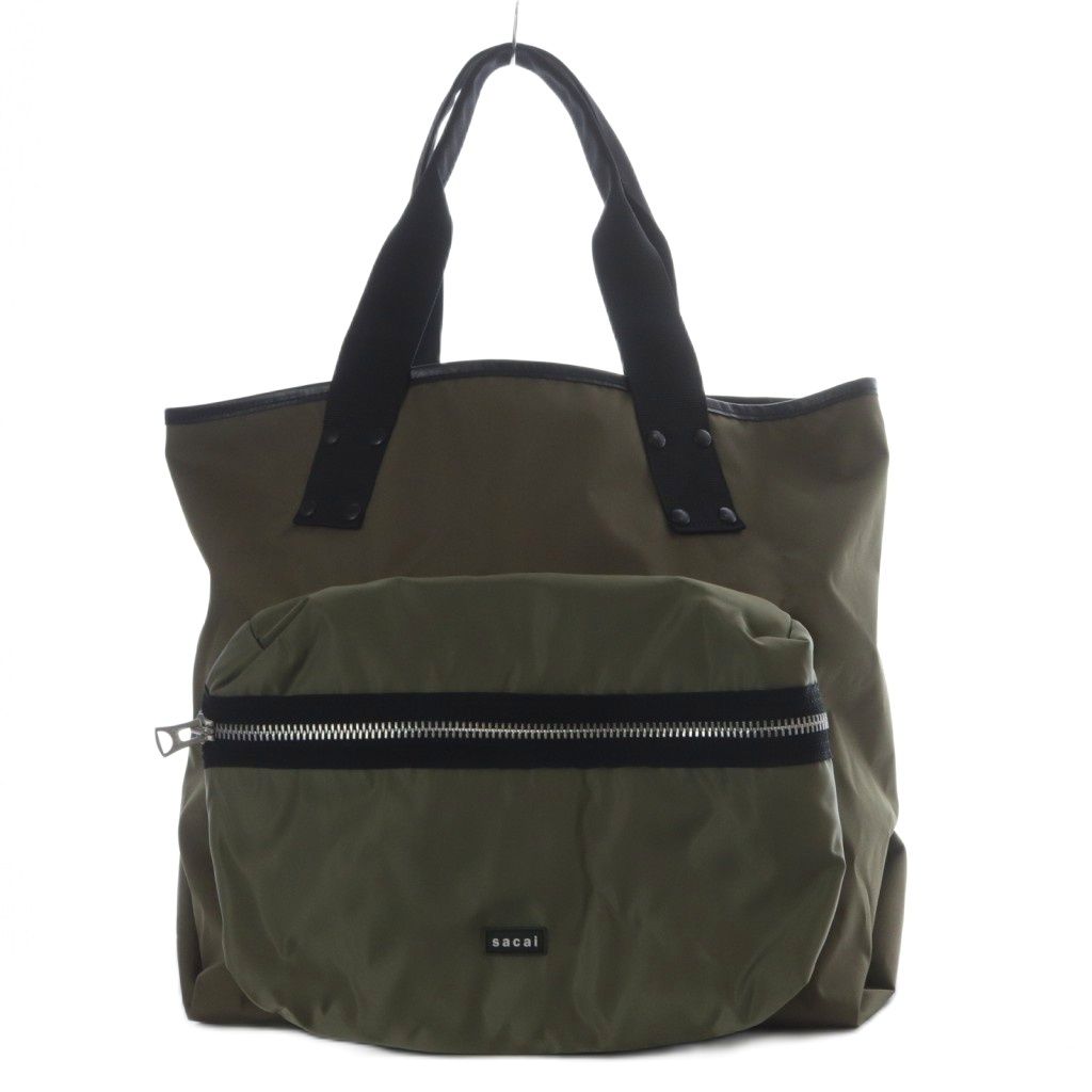 サカイ sacai 25-0934S Pocket Tote Bag Large バッグ トートバッグ ナイロン カーキ |YO13