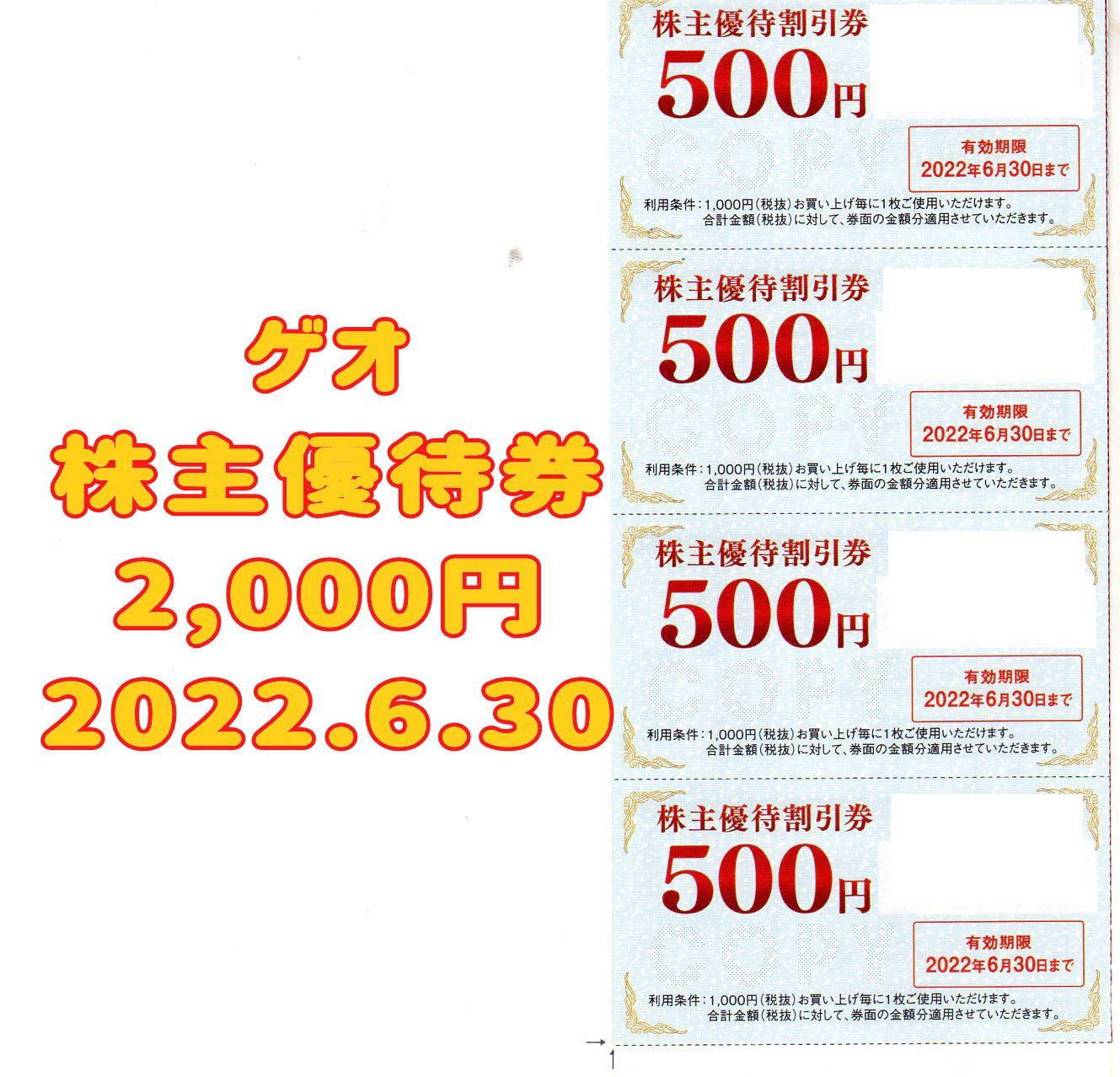 GEO 株式優待券 2000円分 - その他