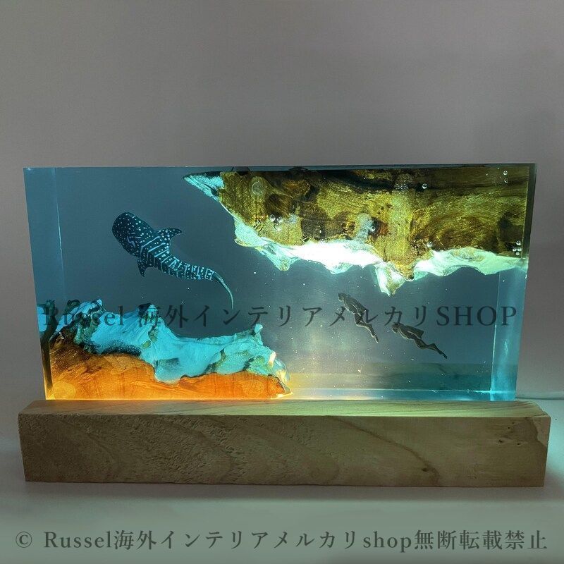 ナイトライト レジンアート 海洋生物 おしゃれ かわいい USB 給電 コンパクト ベッドライト 間接照明 寝室 卓上ライト ギフト 4-7