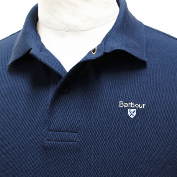 新品 バブアー Barbour ポロシャツ メンズ 半袖 鹿の子 DEEP BLUE 