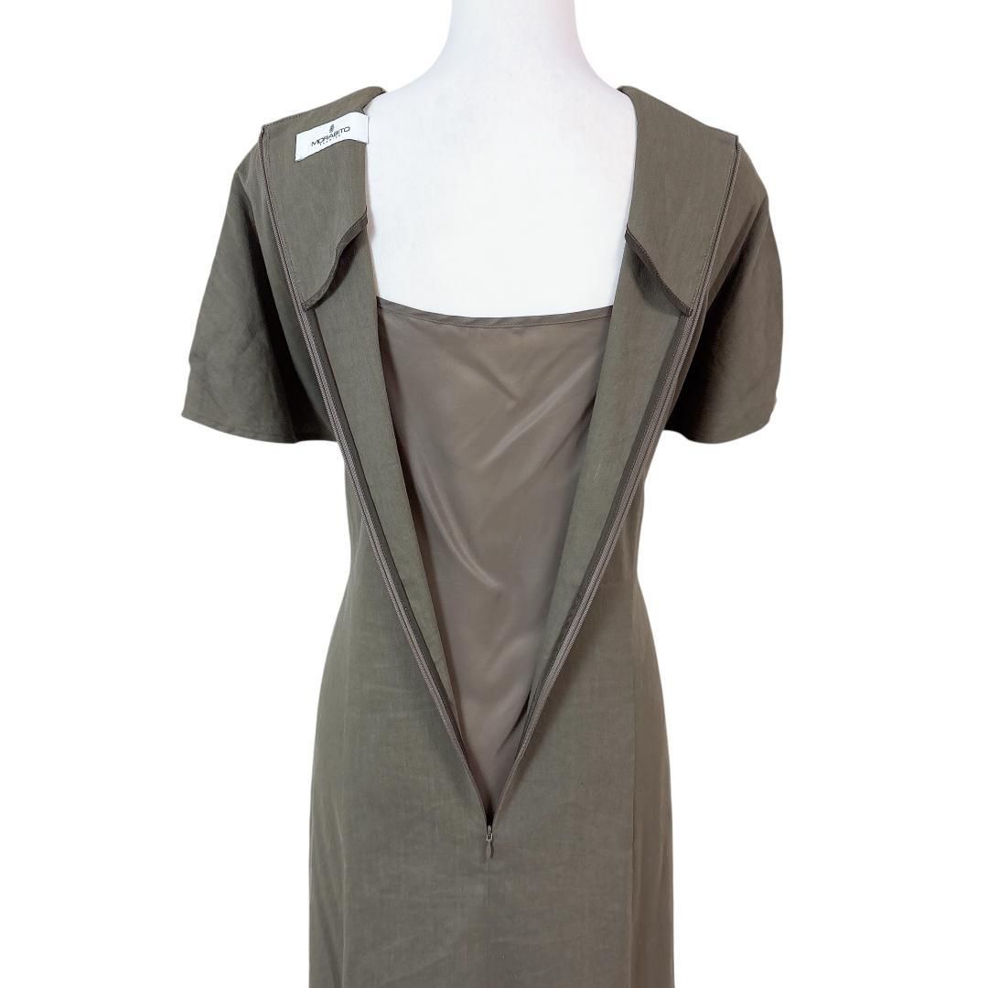 Vネックリネンロングワンピース