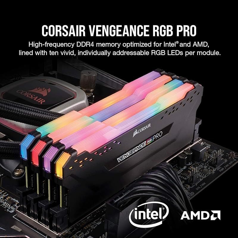 CORSAIR DDR4-3200MHz デスクトップPC用 メモリモジュール VENGEANCE RGB PRO シリーズ 16GB 8GB×2枚 CMW16GX4M2C3200C16