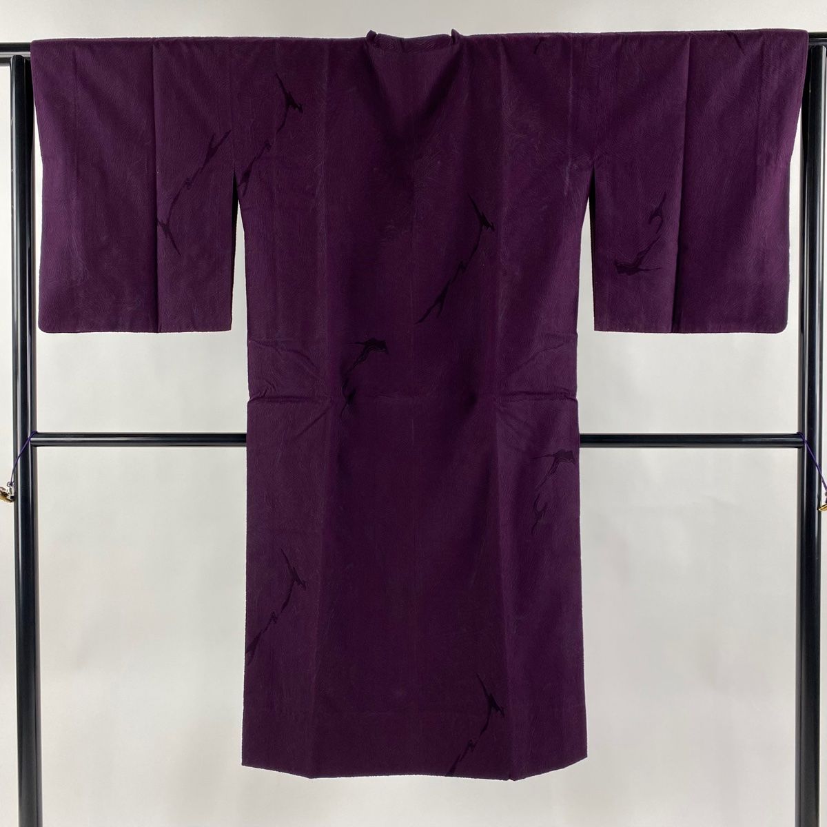 道行 身丈106cm 裄丈64cm M 和装コート 角衿 桜 鱗 ぼかし 青紫 正絹 