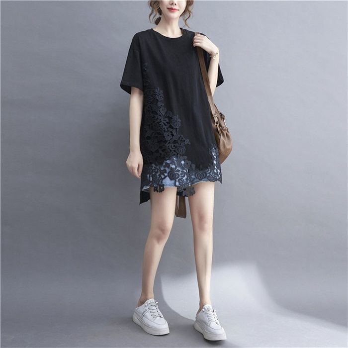 tシャツ レースオーバーチュニック レディース オーバーレース刺しゅうシャツチュニック - ベルーナ【公式】
