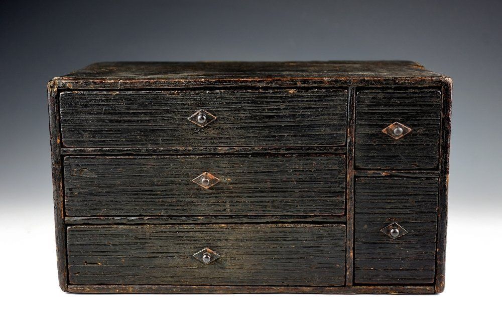 蔵C7430 古民藝 桐手元箱 江戸時代 箱に後世の書付あり