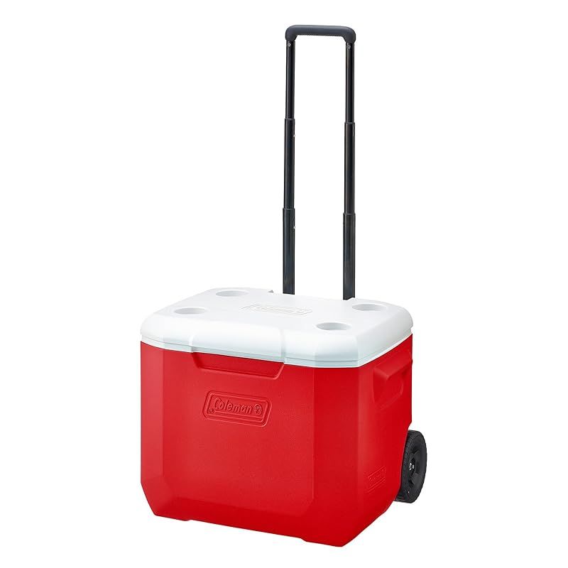 Coleman コールマン クーラーボックス ホイールクーラー 60QT 容量約56L レッド|ホワイト 2000027864 保冷力約3日 大容量 キャリー キャンプ アウトドア 釣り 部活 強力保冷 頑丈 1