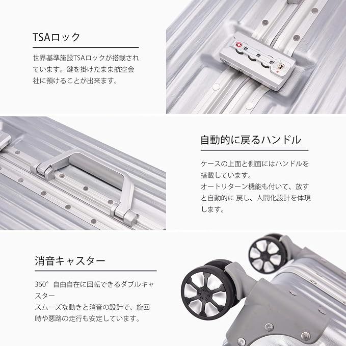 シルバー Sサイズ(約41ℓ) Pref-Inno キャリーバッグ スーツケース TSA