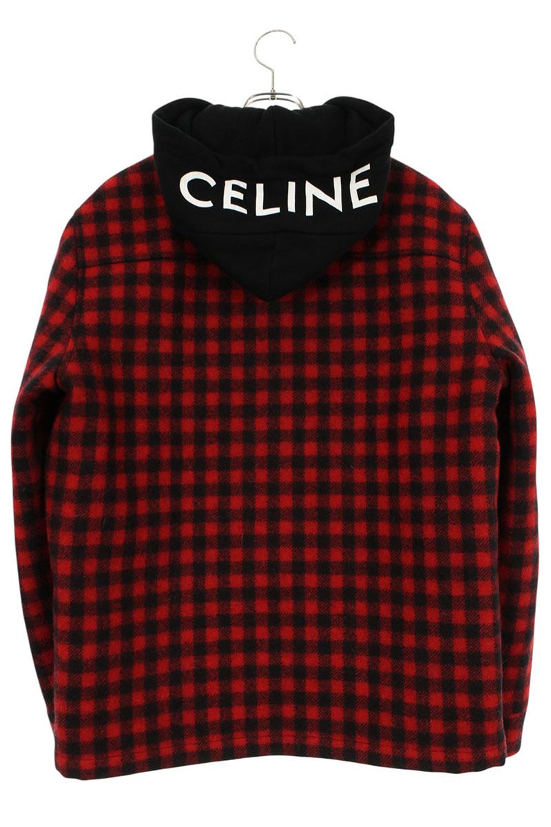 【★国内発送★】CELINE チェルシー チェック ブルゾン チェルシージャケット / ダブル千鳥格子ウール - ボルドー