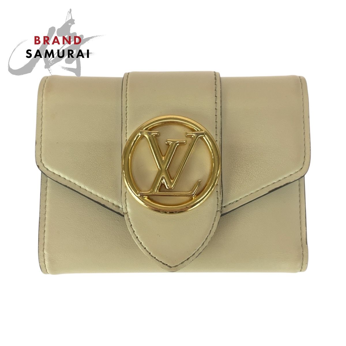LOUIS VUITTON ルイヴィトン ポルトフォイユポンヌフ アイボリー ゴールド金具 レザー M69176 折財布 コンパクトウォレット 505596