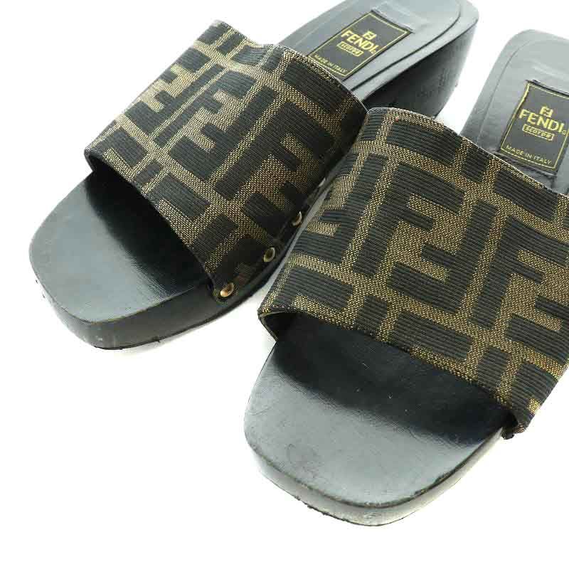 フェンディ FENDI ミュール サンダル ズッカ柄 オープントゥ スクエア  