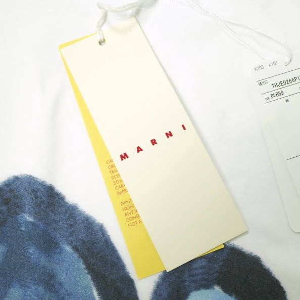 新品 MARNI マルニ 22SS ポルトガル製 Dripping Logo Organic Jersey Tee ドリッピングロゴTシャツ  THJE0266P1 36 WHITE/BLUE 半袖 トップス g19751 - メルカリ