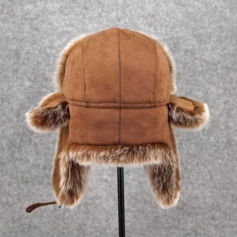 ★美品　ロシア帽/フライトキャップ/ファー/ブラウン/メンズ　グレー ファー 楽天市場】パイロットキャップ メンズ レディース 本革 リアル