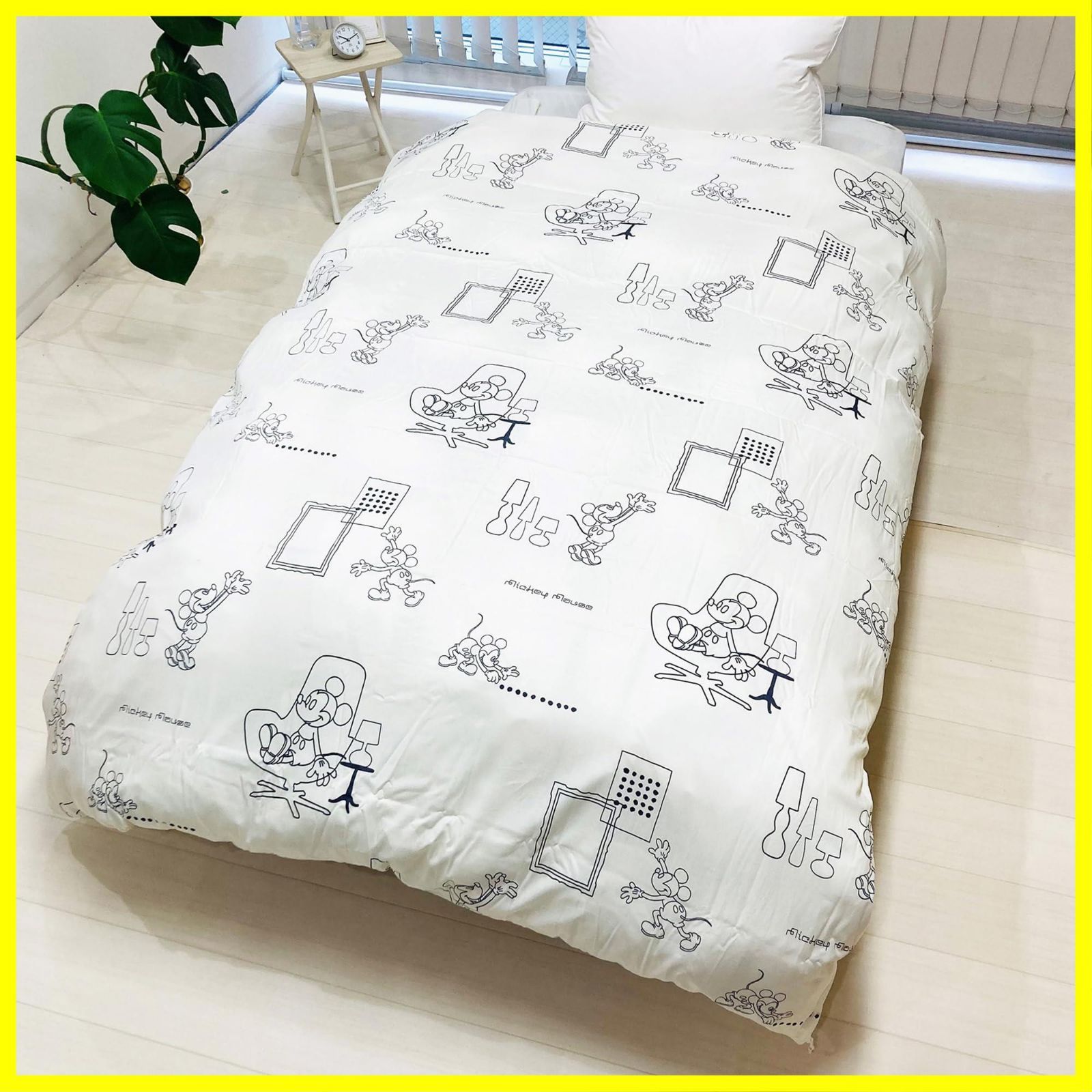 【最短発送】シングル ミッキーマウス 150x210cm 掛け布団カバー 綿100 ディズニー モリシタ キャラクター グッズ リビング MORIPiLO ホワイト 4621358
