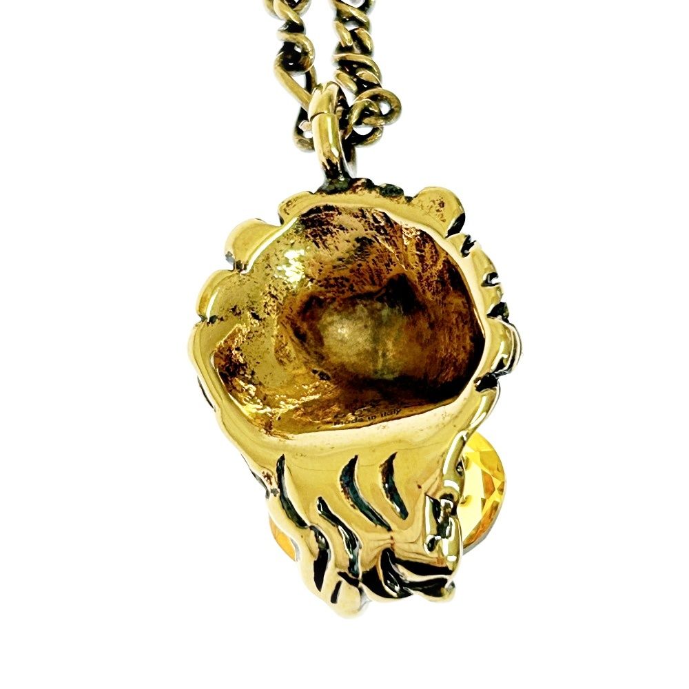 中古】GUCCI グッチ GP クリスタル ライオンヘッド ネックレス
