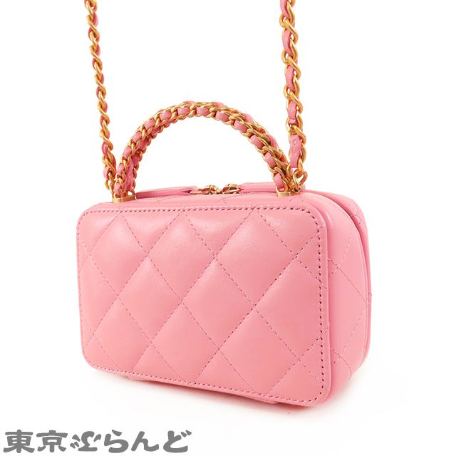 シャネル CHANEL ミニ チェーン バニティ バッグ ピンク ゴールド金具 ラムスキン 2WAY トップハンドルバッグ ショルダーバッグ  101738244 - メルカリ