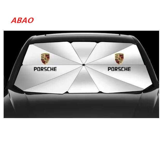 新品 ポルシェ  傘型 サンシェード 車用サンシェード 日よけ フロントカバー ガラスカバー ワンタッチ折り畳み式 144x73cm 