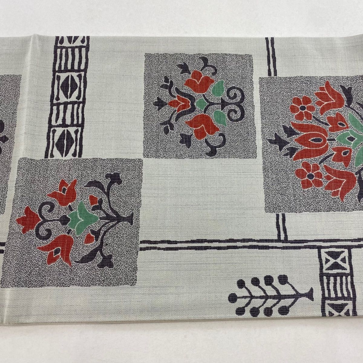 袋帯 秀品 紬地 草花 灰色 六通 正絹 【中古】 - メルカリ