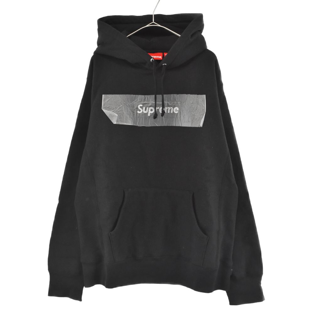 supreme 19ss swarovski box logo hooded sweatshirt black Medium