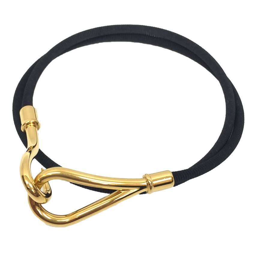 HERMES エルメス ジャンボ ブレスレット チョーカー ロング ブラック コットンコード aq11405