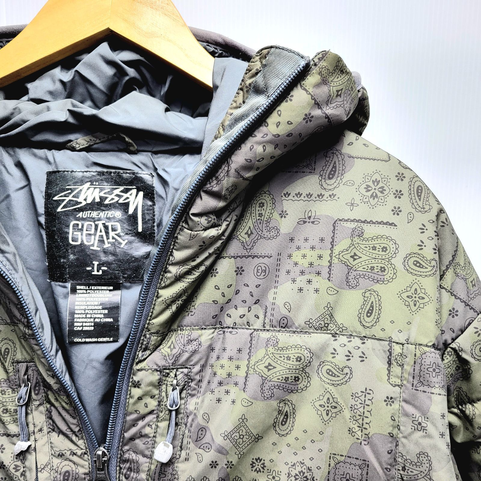 STUSSY ダスパーカー 迷彩 ペイズリー柄 中綿ジャケット Lサイズ
