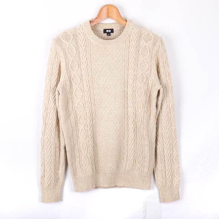 わお出品 ユニクロ ケーブルクルーネックセーター ニット 長袖 351-168976