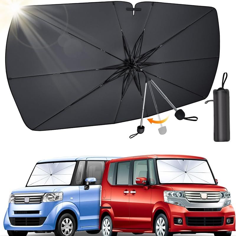 【2024革新型・曲がる中棒】車用 サンシェード 車用サンバイザー折りたたみ式傘型 自動車用日傘 車用パラソル 傘 車 フロント 遮光 遮熱 放熱効果倍増 uv紫外線カット 頑丈な10本骨 車パラソ