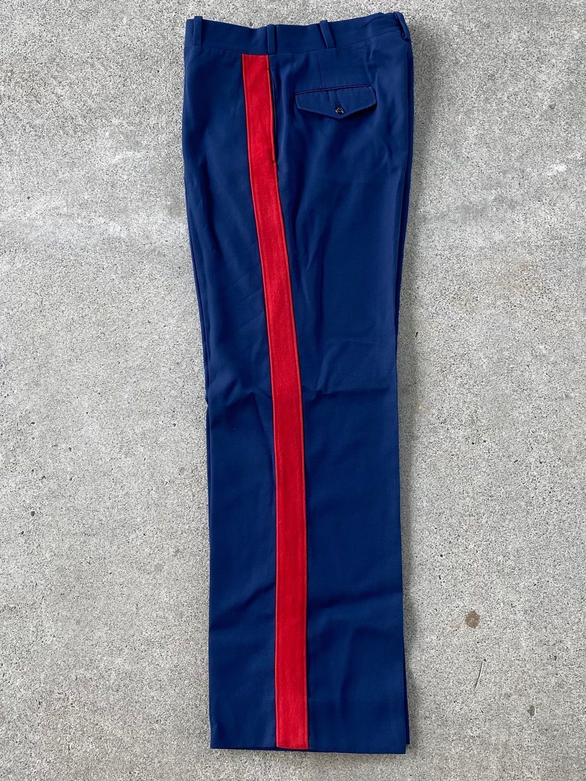 70s USA製 euro vintage ウールスラックス サイドライン 紺