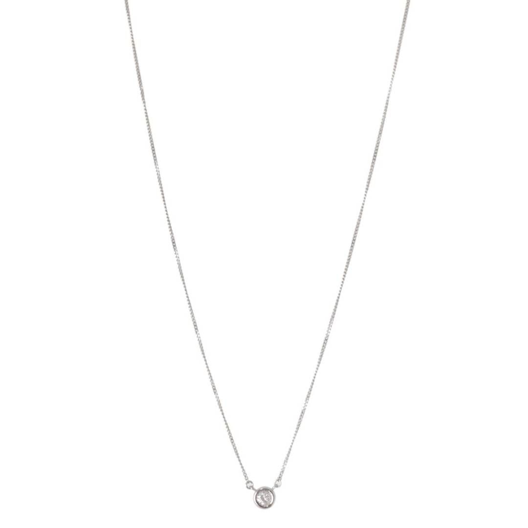 PT850 プラチナ 1P ダイヤ シンプル デザイン ペンダントネックレス 0.19ct 41cm 2.8g KA 美品 Aランク